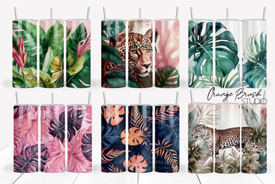 Summer Tumbler Wrap Bundle 6 PNG Sublumation Designs Sublimation OrangeBrushStudio 
