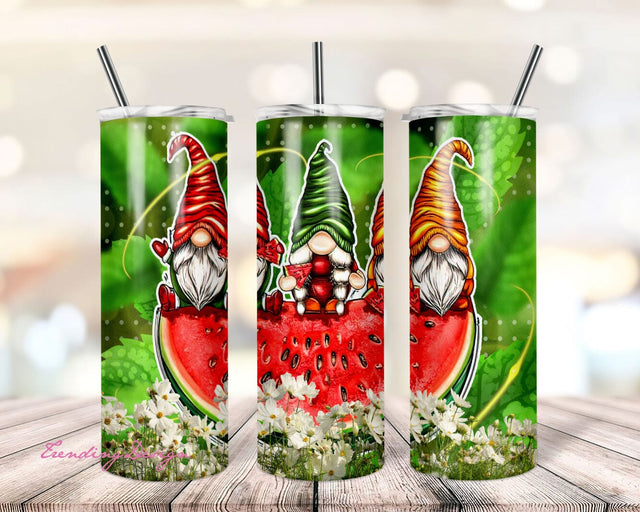 Summer Tumbler Wrap Watermelon Gnome 20oz Tumbler Wrap Design Digital Download Sublimation TrendingDesign 