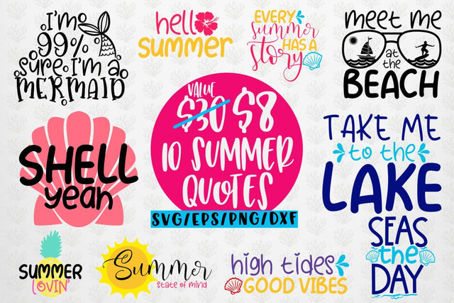 Summer Vacation Svg - 10 Svg EPS DXF PNG Cut File SVG CoralCutsSVG
