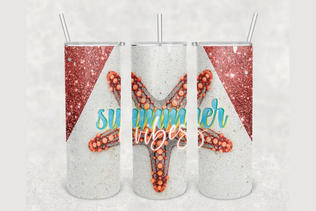 Summer Vibes Beach Tumbler sublimation design 20 oz skinny tumbler wrap Sublimation BambinaCreations 
