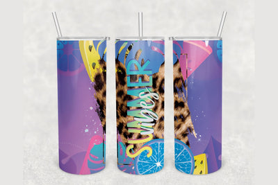 Summer Vibes Cheetah Tumbler sublimation design 20 oz skinny tumbler wrap Sublimation BambinaCreations 