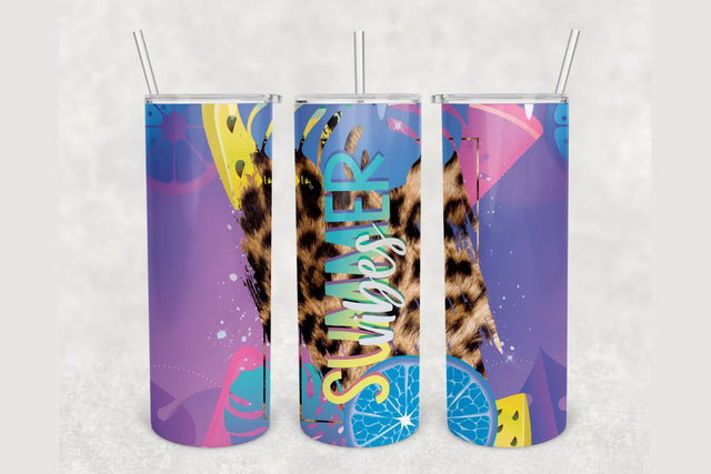 Summer Vibes Cheetah Tumbler sublimation design 20 oz skinny tumbler wrap Sublimation BambinaCreations 
