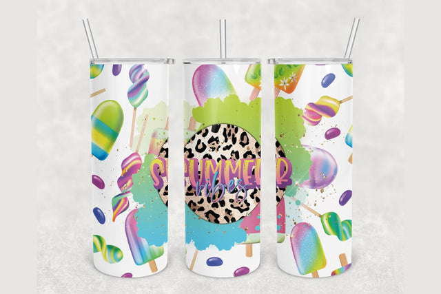Summer Vibes Ice Cream Tumbler sublimation design 20 oz skinny tumbler wrap Sublimation BambinaCreations 