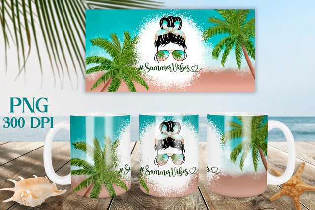 Summer vibes mug sublimation | Beach mug design Sublimation Svetana Studio 
