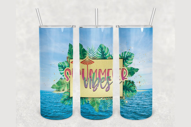Summer Vibes Ocean Tumbler sublimation design 20 oz skinny tumbler wrap Sublimation BambinaCreations 