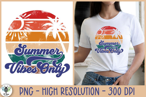 Summer Vibes Only PNG | Retro Style Summer Sublimation Design Sublimation B Renee Design 