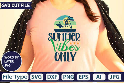 Summer Vibes Only Svg Cut File,SVGs,quotes-and-sayings,food-drink,mini-bundles,print-cut,on-sale, SVG DesignPlante 503 