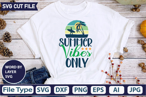 Summer Vibes Only Svg Cut File,SVGs,quotes-and-sayings,food-drink,mini-bundles,print-cut,on-sale, SVG DesignPlante 503 
