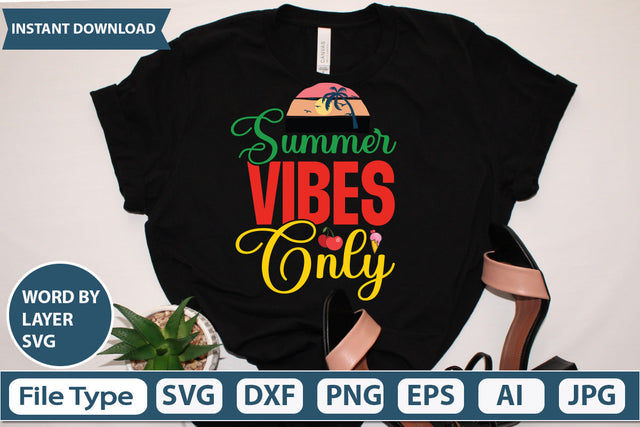 Summer Vibes Only Svg Cut File,SVGs,quotes-and-sayings,food-drink,mini-bundles,print-cut,on-sale, SVG DesignPlante 503 