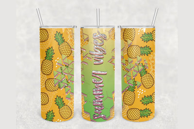 Summer Vibes Pineapple Tumbler sublimation design 20 oz skinny tumbler wrap Sublimation BambinaCreations 