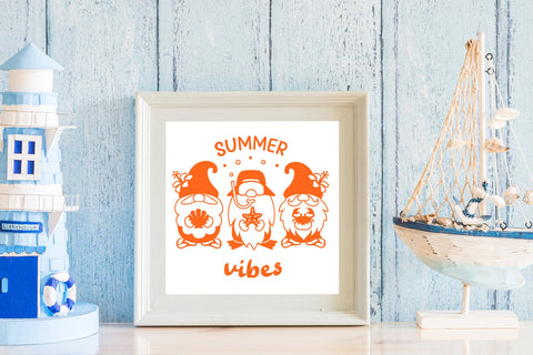 Summer vibes quote, Summer gnomes svg, beach gnomes, summer round sign svg SVG Digital Rainbow Shop 