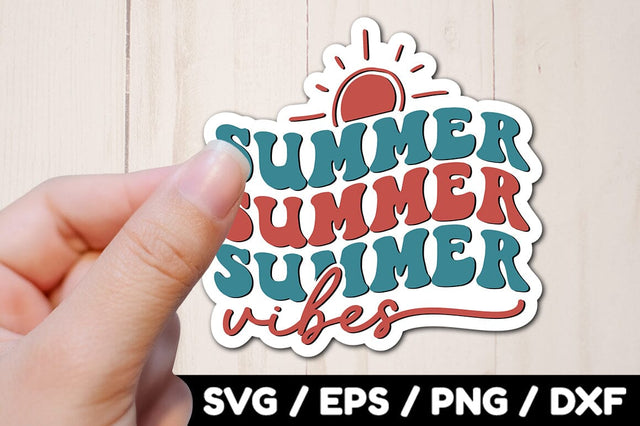Summer vibes Retro stickers SVG akazaddesign 
