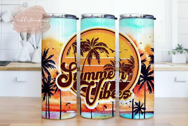 Summer Vibes Sublimation Designs, Summer Tumbler Png, Beach Summer Vibes 20oz Skinny Tumbler Summer Design, Digital download Sublimation Rabbitmakies 