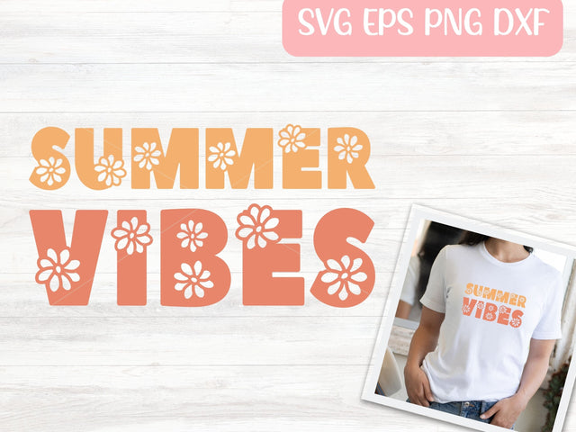 Summer Vibes SVG Cut File for Cricut or Silhouette, Hippie Shirt SVG, Retro SVG Digital Download Commercial Use SVG Apple Grove Designs 