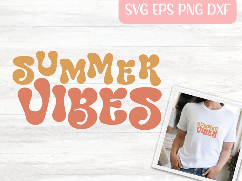 Summer Vibes SVG Cut File for Cricut or Silhouette, Hippie Shirt SVG, Retro SVG Digital Download Commercial Use SVG Apple Grove Designs 