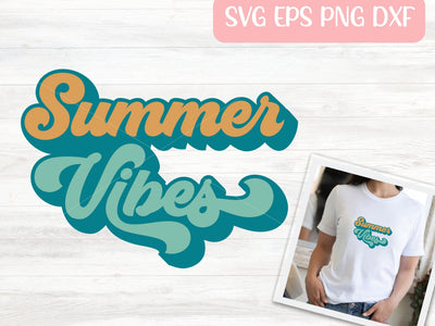 Summer Vibes SVG Cut File for Cricut or Silhouette, Retro Sublimation PNG, Hippie Shirt SVG Digital Download Commercial Use SVG Apple Grove Designs 