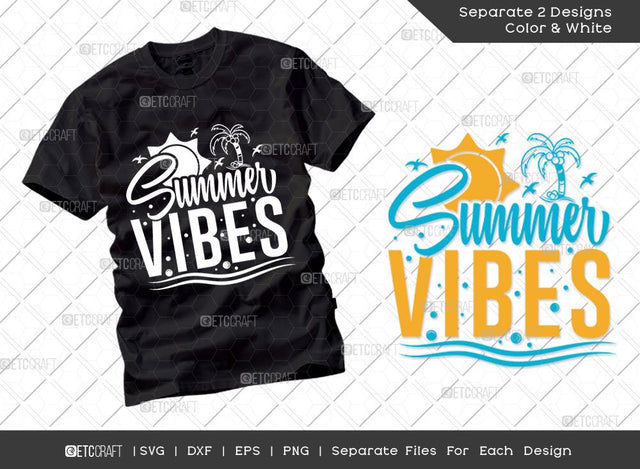 Summer Vibes SVG Cut File | Summer Svg | Palm Tree Svg | Sun Svg | Bird Svg | Vacation Quotes | Summer T-shirt Design SVG ETC Craft 