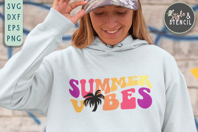 Summer Vibes SVG | Summer SVG | Retro SVG Style and Stencil 