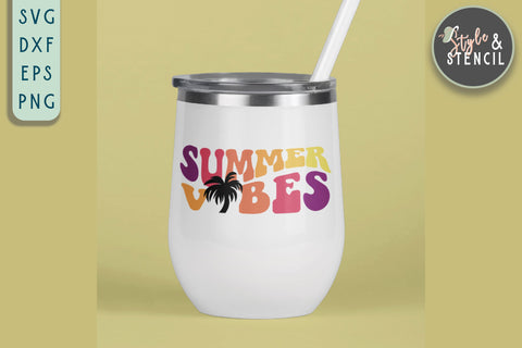 Summer Vibes SVG | Summer SVG | Retro SVG Style and Stencil 