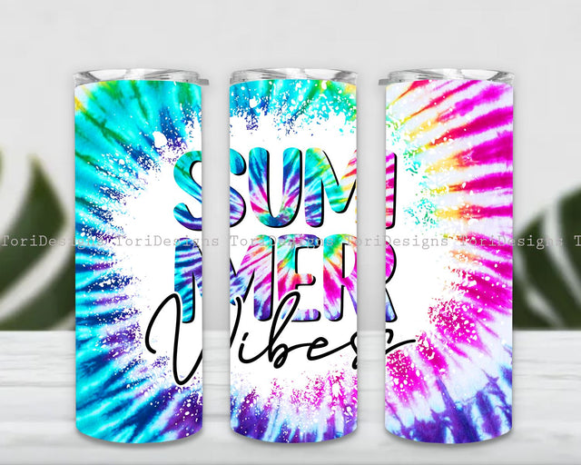 Summer Vibes Tie Dye 20oz Skinny Tumbler Sublimation Designs Tumbler, Summer Vibes Sublimation Designs, Summer Tumbler Png, Beach Summer Vibes 20oz Skinny Tumbler Summer Design, Digital download Sublimation ToriDesigns 