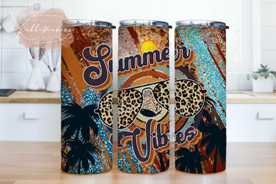 Summer Vibes Tumbler Png, Summertime Vacation 20Oz Skinny Tumbler,Beach Summer Tumbler Wrap,Beach Glitter Tumbler Sublimation Rabbitmakies 