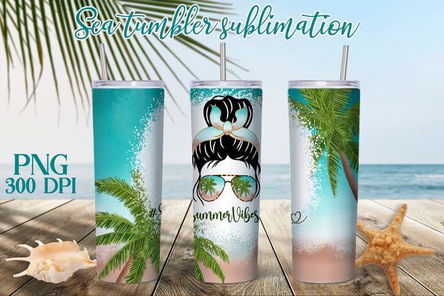 Summer vibes tumbler sublimation | Beach tumbler design Sublimation Svetana Studio 