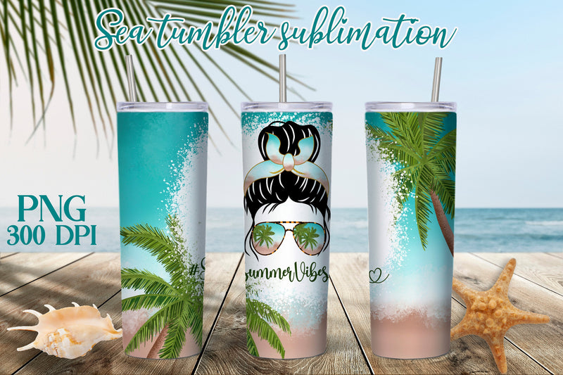 Summer vibes tumbler sublimation | Beach tumbler design Sublimation Svetana Studio 