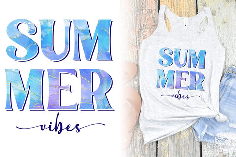 Summer Vibes with Alcohol Ink Texture PNG Sublimation B Renee Design 