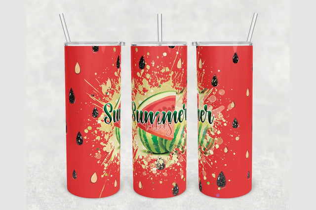 Summer Watermelon Glitter Tumbler sublimation design 20 oz skinny tumbler wrap Sublimation BambinaCreations 