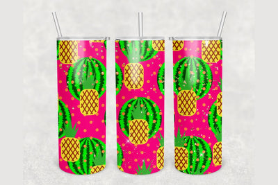 Summer Watermelon Pineapple Tumbler sublimation design 20 oz skinny tumbler wrap Sublimation BambinaCreations 