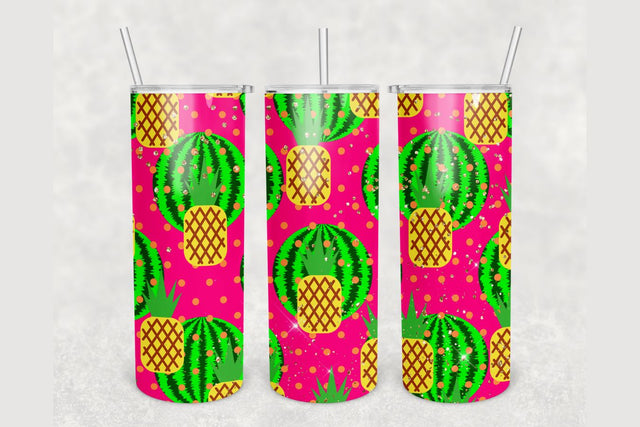 Summer Watermelon Pineapple Tumbler sublimation design 20 oz skinny tumbler wrap Sublimation BambinaCreations 