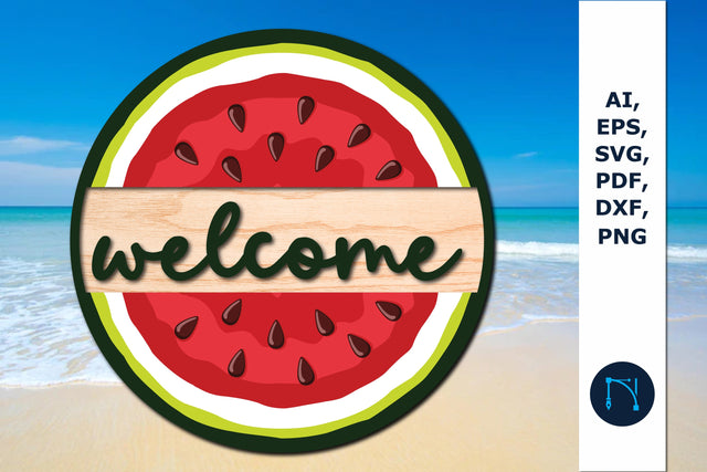 Summer welcome door sign with watermelon SVG MD JOYNAL ABDIN 