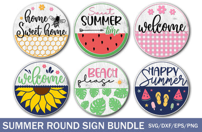 Summer Welcome Sign Bundle, Round Door Hanger SVG, Summer Sign Svg, Farmhouse Summer Door Decor, Glowforge, Png, Dxf, Svg Files for Cricut SVG MD mominul islam 
