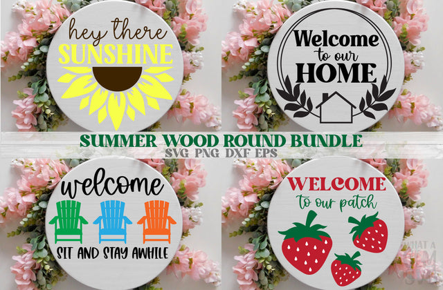Summer Welcome Sign SVG Bundle | Sunflower Welcome Sign SVG | Summer SVG | Strawberry Welcome Sign svg | Summer Door Hanger svg | Hello svg SVG What A Gem SVG 