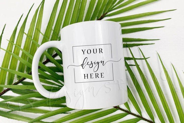 Summer White Mug Mockup Coffee Mug Simple Sublimation Plants SVG Sly Design Studio 