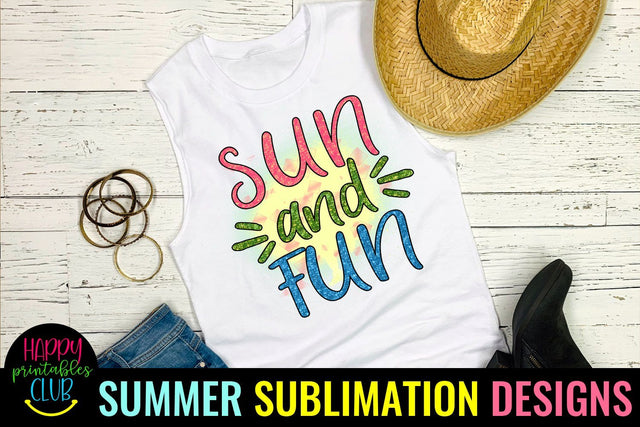 Sun and Fun Sublimation Design-Summer Sublimation PNG Sublimation Happy Printables Club 