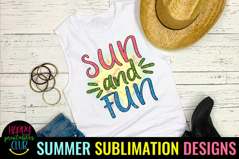 Sun and Fun Sublimation Design-Summer Sublimation PNG Sublimation Happy Printables Club 