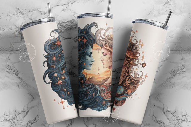 Sun and Moon Boho Celestial 20oz Skinny Tumbler Sublimation Designs, Moon Tumbler, Zodiac, Witch Vibes, Halloween Tumbler Wrap, PNG Digital Sublimation Syre Digital Creations 