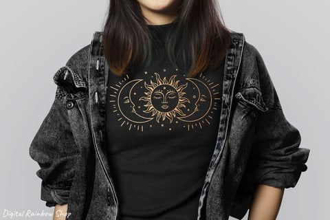 Sun and moon, celestial svg, crescent moon svg cut file SVG Digital Rainbow Shop 