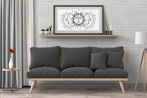 Sun and moon, celestial svg, crescent moon svg cut file SVG Digital Rainbow Shop 