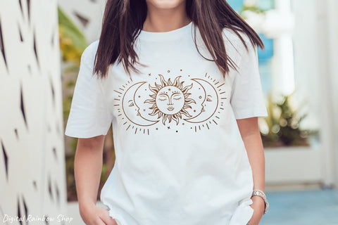 Sun and moon, celestial svg, crescent moon svg cut file SVG Digital Rainbow Shop 