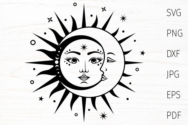 Sun and moon, celestial svg, sun svg, boho svg, mystical cut SVG Digital Rainbow Shop 