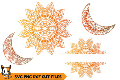 Sun and Moon Monogram | Mandala SVG SVG Zen Kitty 
