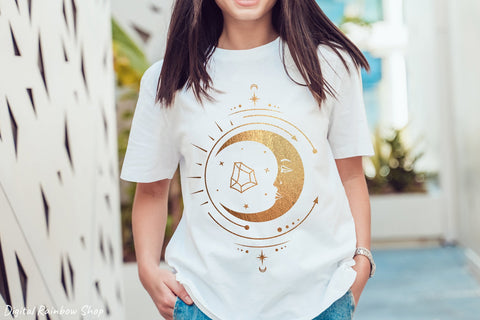Sun and moon, sun svg, boho svg, star svg, celestial svg SVG Digital Rainbow Shop 