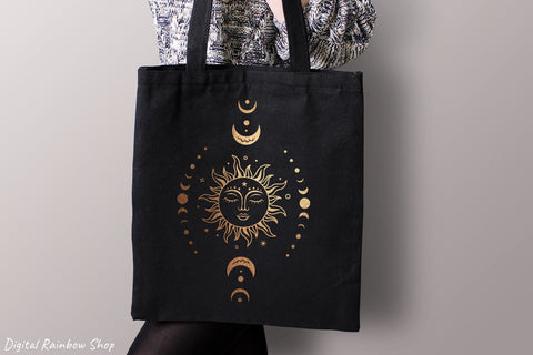 Sun and moon, sun svg, boho svg, star svg, celestial svg SVG Digital Rainbow Shop 