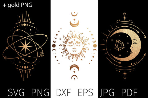 Sun and moon, sun svg, boho svg, star svg, celestial svg SVG Digital Rainbow Shop 
