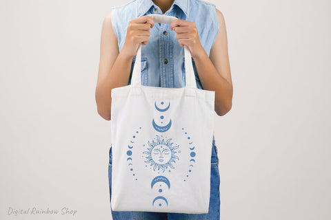 Sun and moon, sun svg cut file, boho svg, celestial svg SVG Digital Rainbow Shop 