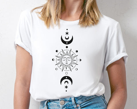 Sun and moon svg #3 with moon phase, Celestial svg, Witchy svg, png files SVG Pretty Meerkat 