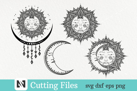 Sun and Moon Svg Bundle, Sun and Moon Mandala Svg Bundle SVG Pinoyart Kreatib 