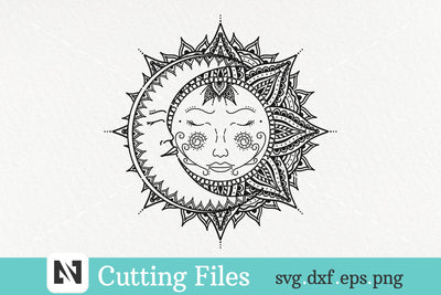Sun and Moon Svg, Sun Mandala Svg, Moon Mandala Svg SVG Pinoyart Kreatib 